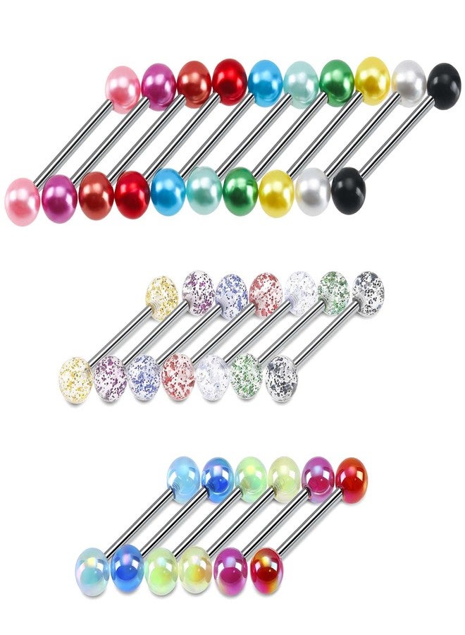 Hufopik 23pcs 14G Mix-Color Stainless Steel Straight Barbell Tongue Rings Bars Piercing 5/8" Length Acrylic Flexible Retainer Body Jewelry For Women Men - Image 1